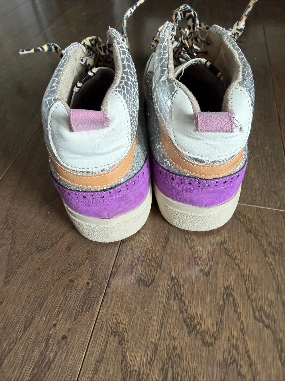 Silver Glitter High-Top Sneakers with Star Accent - Picture 4 of 5